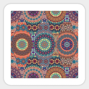 Vintage patchwork with floral mandala elements Sticker